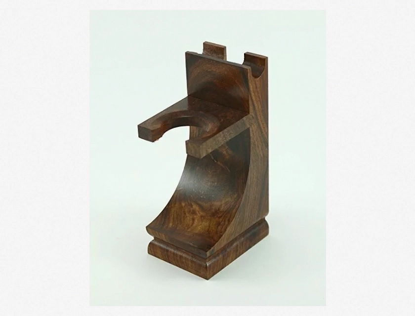 GBS Wood Brush and Razor Stand – Premium Shaving Organizer for Bathroom Counter