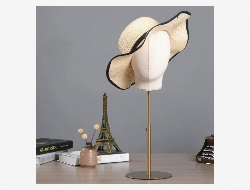 Gold Adjustable Display Stand for Caps Wigs and Hats