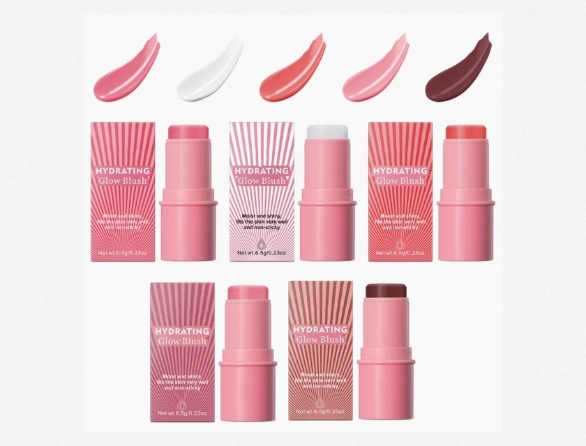 Cream Blush Balm Stick for Cheeks and Lips, Hydrating Lipstick