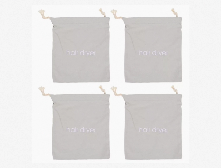 4-Piece Drawstring Hair Dryer Storage Bag Set, Lightweight Travel Hair Dryer Case for Salon and Home Organization