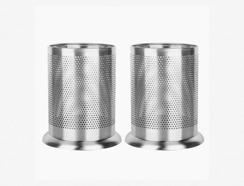 Straw Organizer 2 Pack Bottom Drain Storage Container Water Draining Caddy