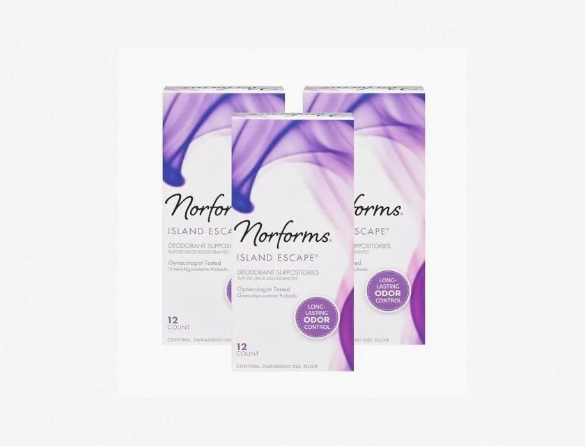 Norforms Feminine Deodorant Suppositories, Long-Lasting Odor Control, Tropical Breeze Scent, 12 Count