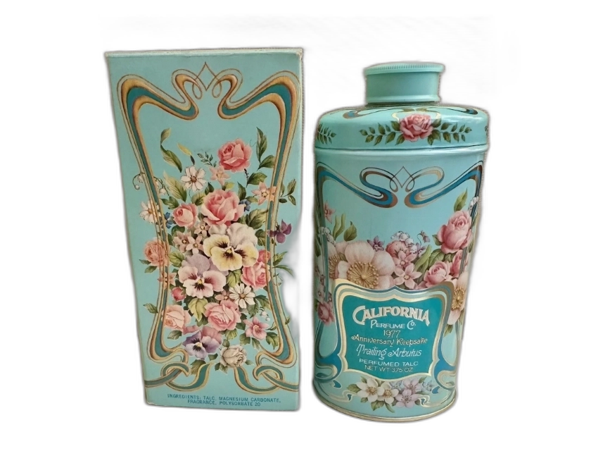 Avon Trailing Arbutus Talc, 3.75 oz Tin by California Perfume Co.