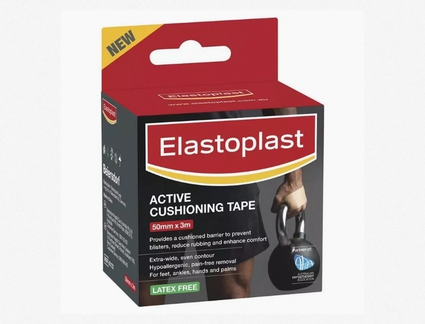 Elastoplast Active Cushioning Tape, 50mm x 3M, 1 Roll – Sports & Blister Protection