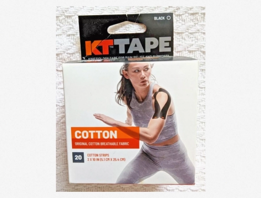 KT Tape Original Cotton Elastic Kinesiology Therapeutic Tape, Black, 10-Inch, 20 Count