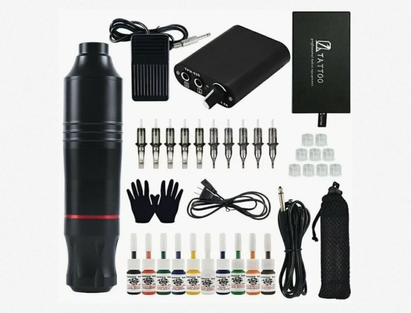 Professional Javelin Tattoo Pen Machine Kit Starter Set with 10 Ink Cartridges