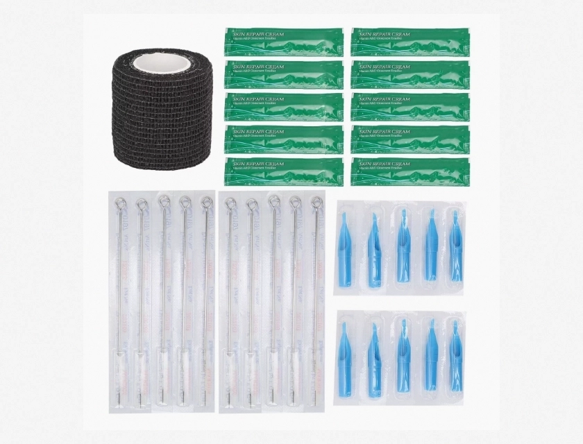 Coil Tattoo Machine Kit with Practice Skin, Clip Cord, and Tattoo Transfer Paper for Beginners