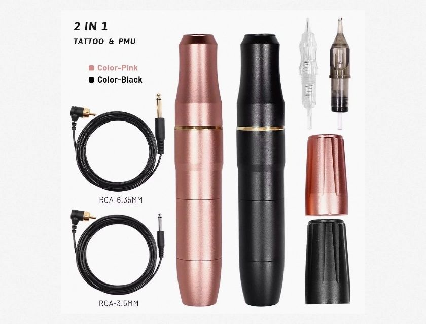 2-in-1 Permanent Makeup and Tattoo Machine with 2 Head Microblading Pen Tattoo Gun