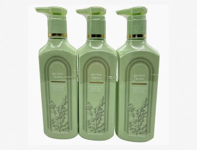 Bath & Body Works Garden Thyme Cleansing Gel Hand Soap 8 oz 3-Pack