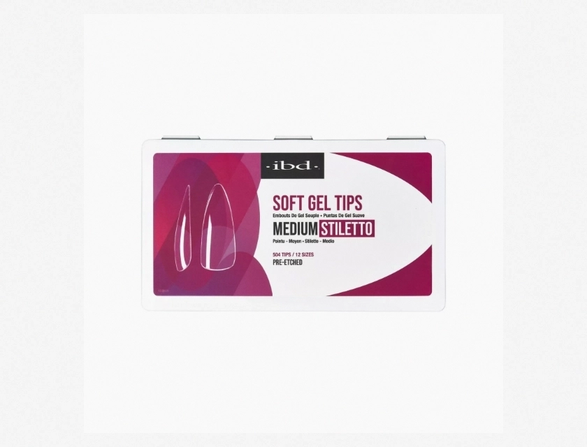 IBD Clear Soft Gel Tips Medium Stiletto 100 Count