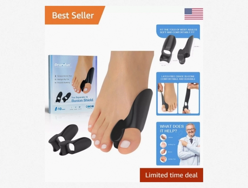 Toe Spacers for Bunion and Big Toe Alignment, Gel Toe Protectors, 10 Count