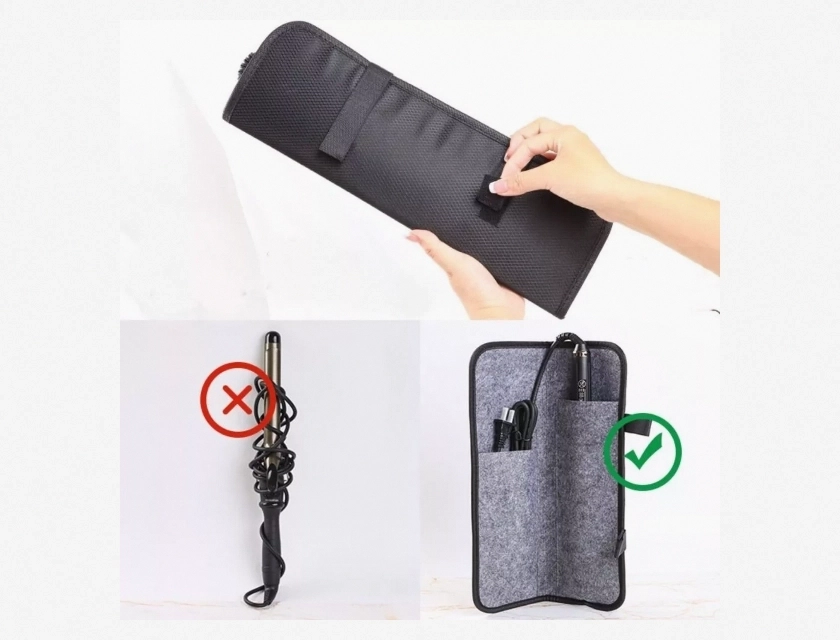 Hair Styling Tool Carrying Case, Curling Iron Storage Pouch for Travel and Organization