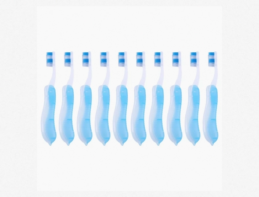 Folding Travel Toothbrush 10 Count – Portable Compact Toothbrushes for Travel Camping Backpacking