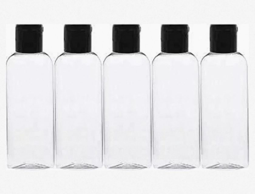Empty Plastic Travel Bottles for Cosmetics, 100 ml, 5-Piece, Clear