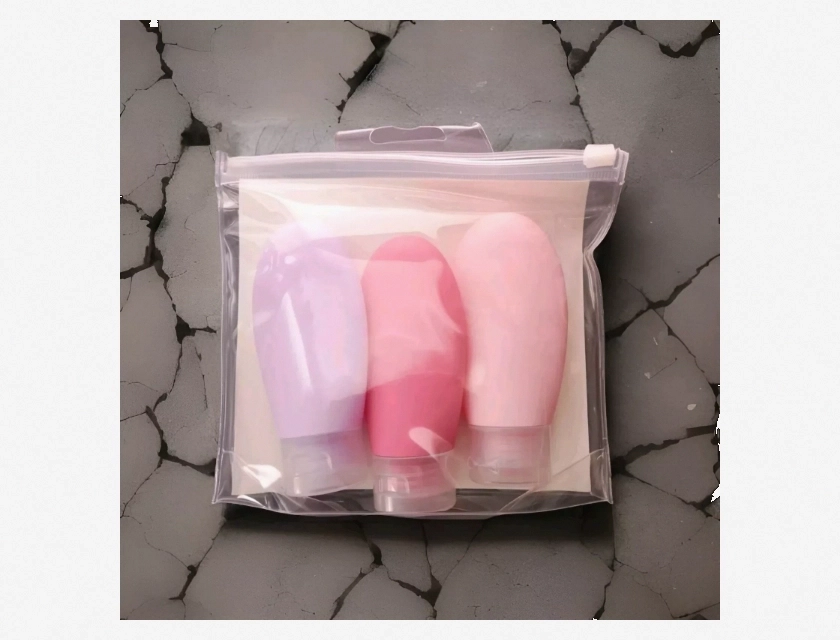 Pink Travel Lotion Bottles 4-Piece Set, Empty Squeezable Tubes 60 ml