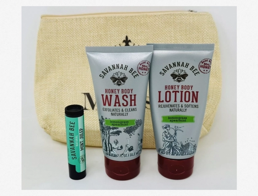 Savannah Bee Company Majesty Travel Gift Set, Lemongrass Spearmint Mint, 3 Piece