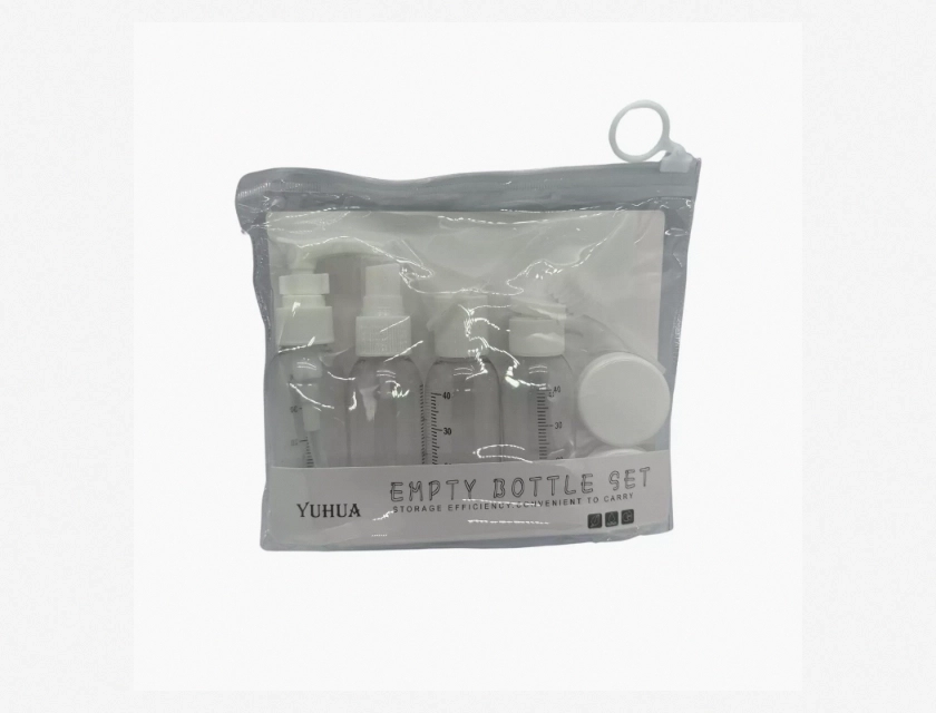 8-Pack Empty Travel Bottles Set with Clear Bag, Plastic Bottles and Jars for Carry On, TSA Approved Toiletries Containers