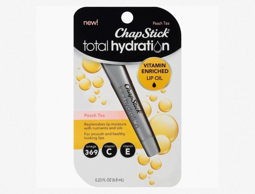 ChapStick Total Hydration Vitamin Enriched Lip Oil, Non-Tinted, Vitamin C and E, Moisturizing Lip Care