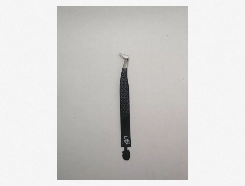 Khas Industries Barb 65D Volume Tweezers for Mega Volume, Black Plasma