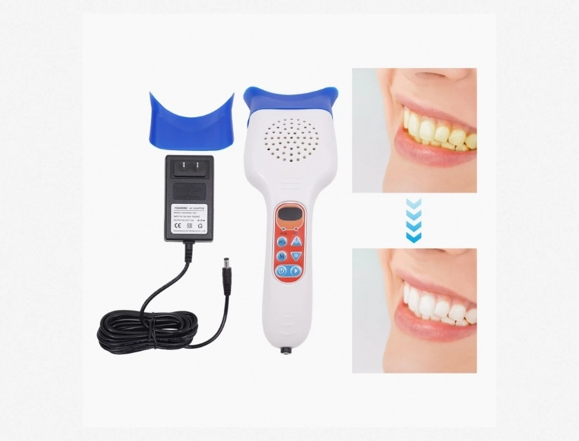 Portable Teeth Whitening Device, Handheld Cold Light LED Dental Whitener with Tricolor Light, Small and Compact for Home Use