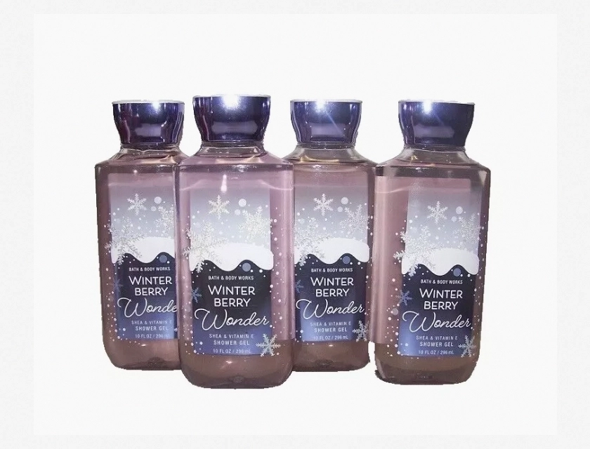 Bath & Body Works Winterberry Wonder Shower Gel with Shea & Vitamin E, 4-Pack