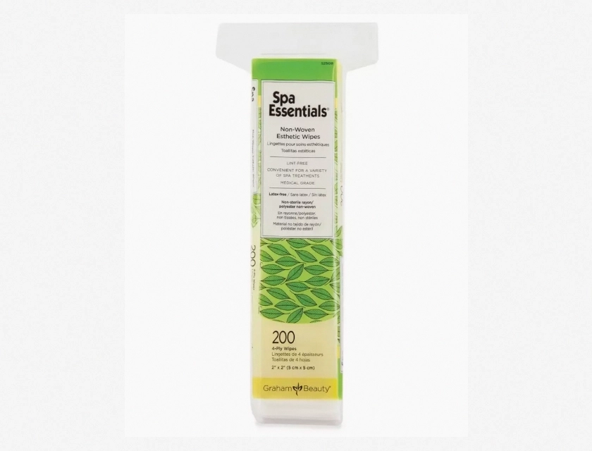 Graham Spa Essentials Non-Woven Esthetic Wipes, 2 x 2 Inches, 4-Ply, Pack of 200