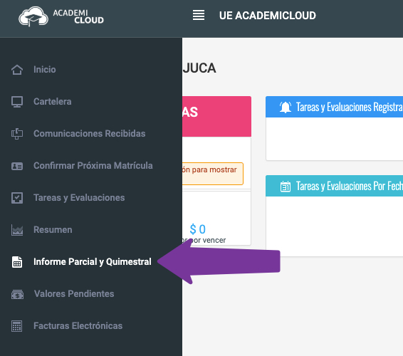 ingreso a informe parcial y quimestral