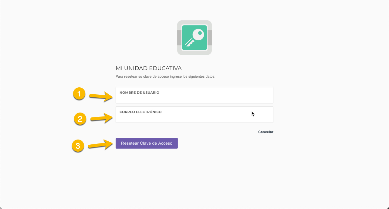 formulario para recuperar clave de acceso