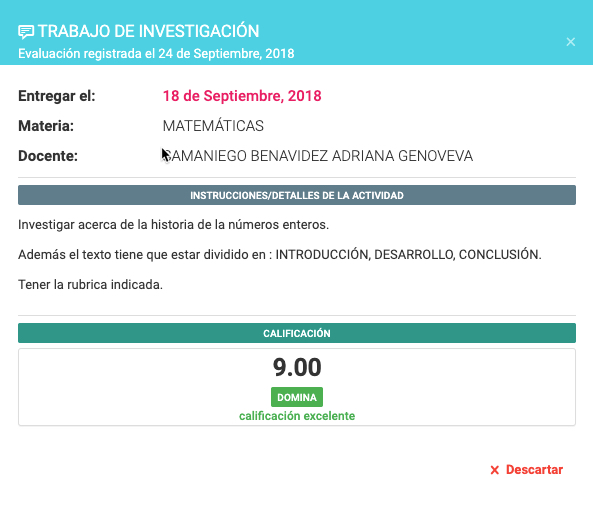 ver detalles de una evaluacióm