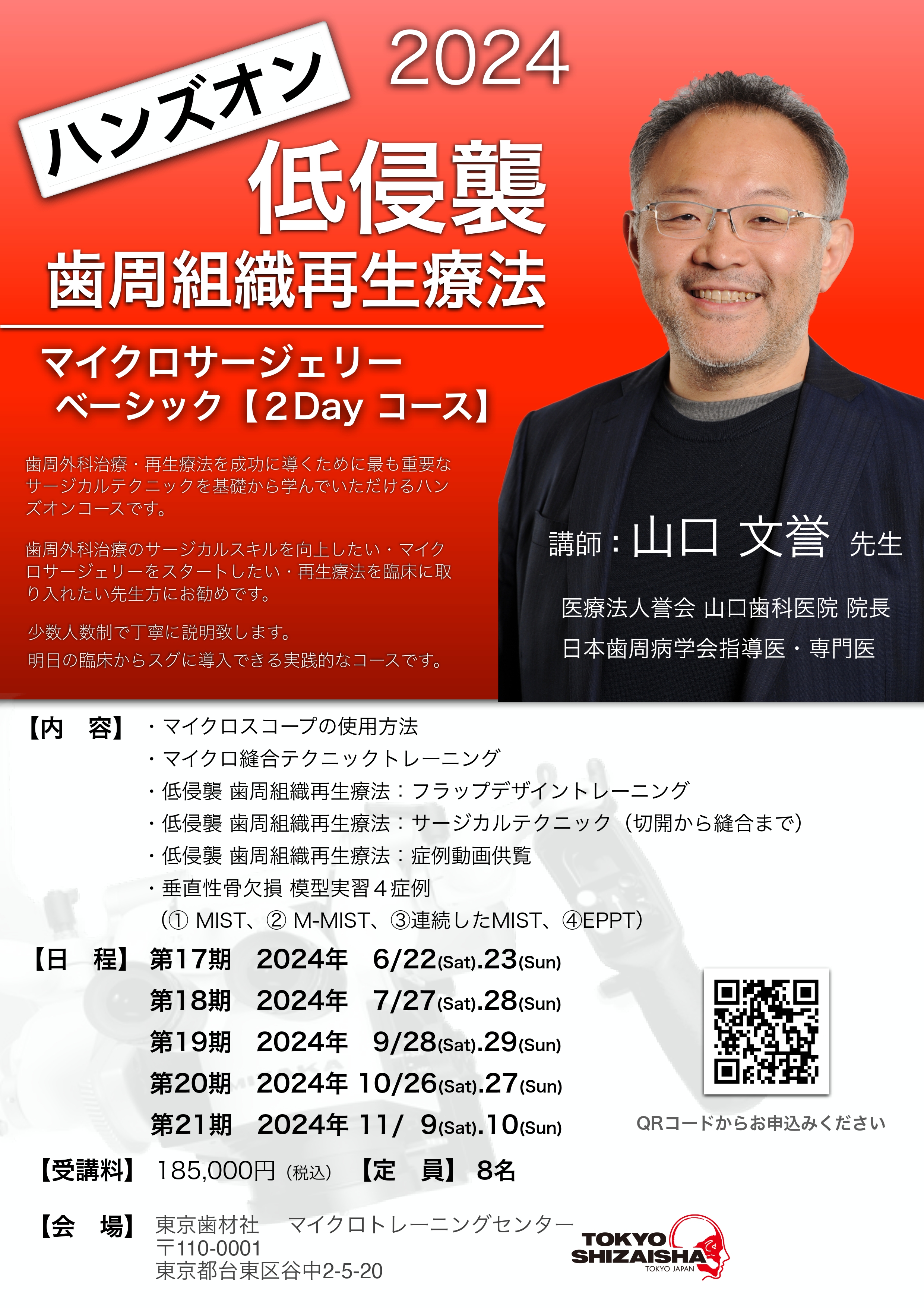 2024年追加日程】ハンズオン 低侵襲 歯周組織再生療法 マイクロサー ...