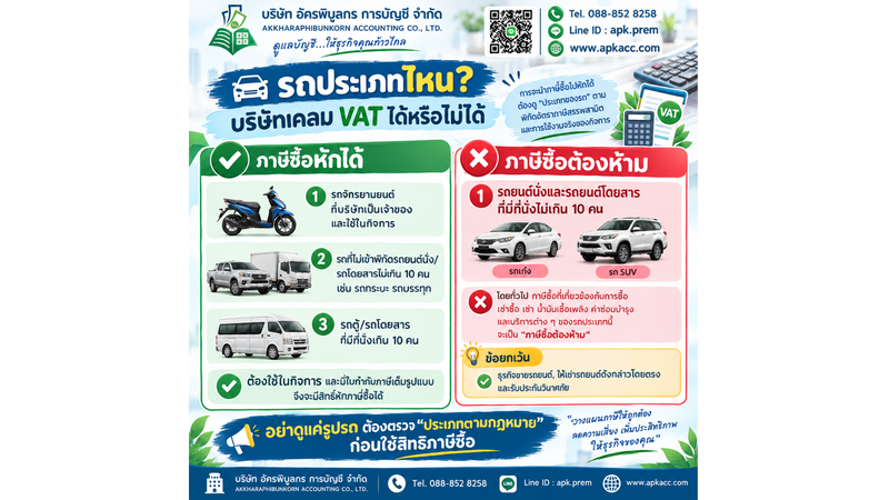 รถประเภทไหนที่บริษัทสามารถเคลม VAT ได้ และรถประเภทไหนเป็นภาษีซื้อต้องห้าม?
