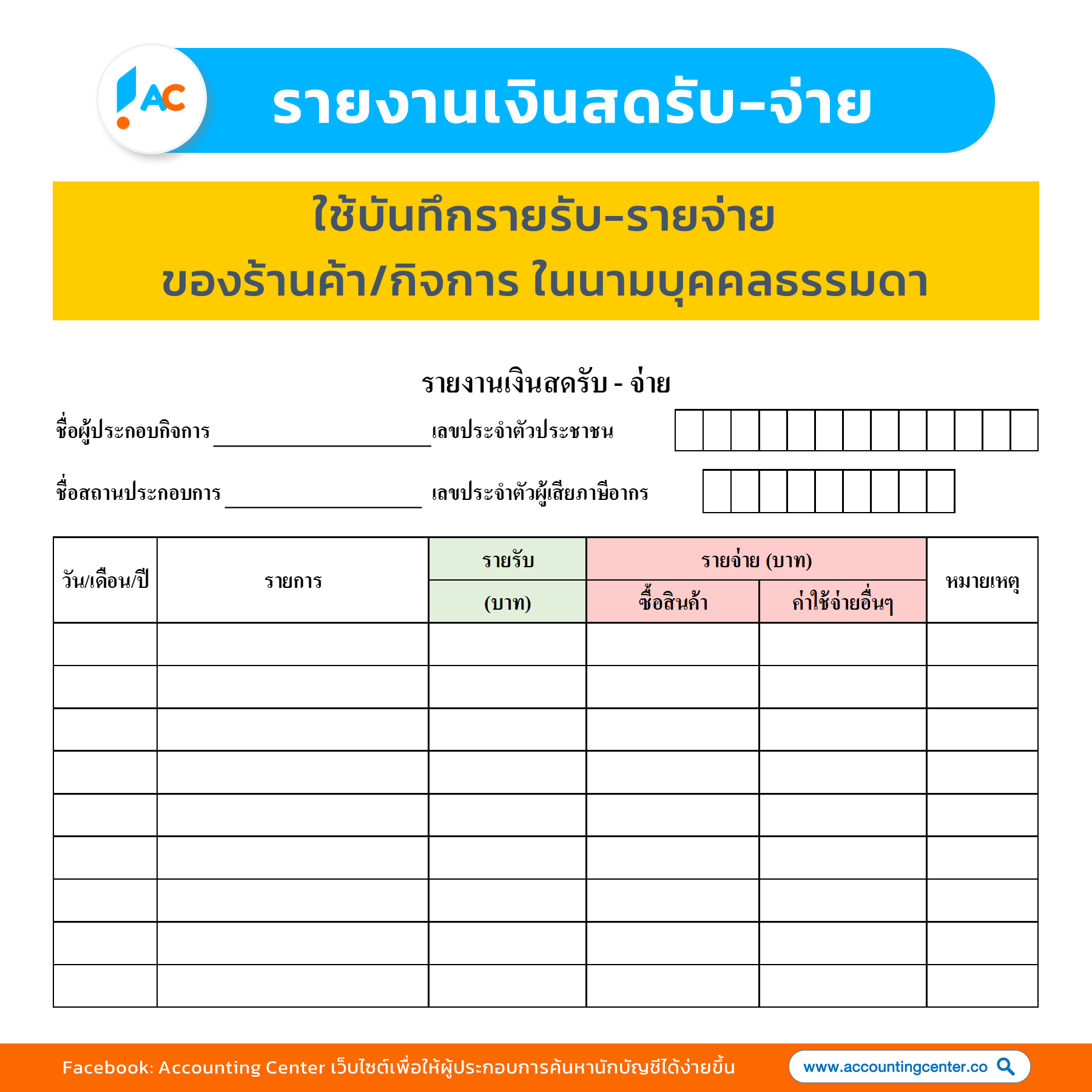 บัญชีรายรับรายจ่ายร้านค้า-ขายของออนไลน์-ส่งสรรพากร