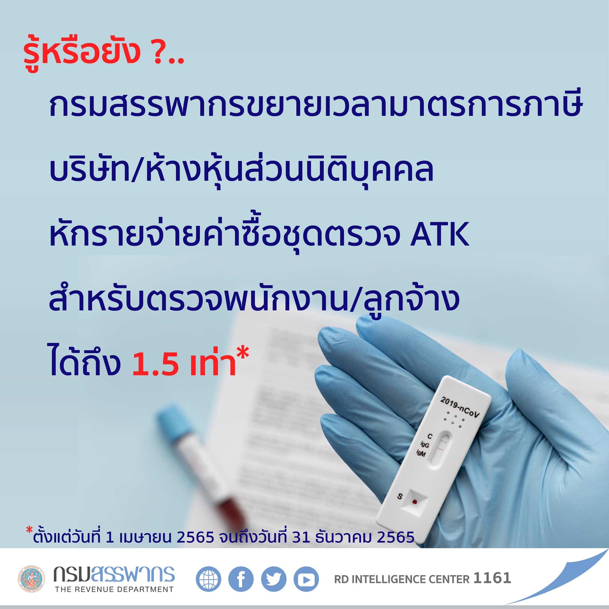 ค่าซื้อชุดตรวจโควิดATK-Antigen-test-kit-หักรายจ่าย-1.5เท่า-2565