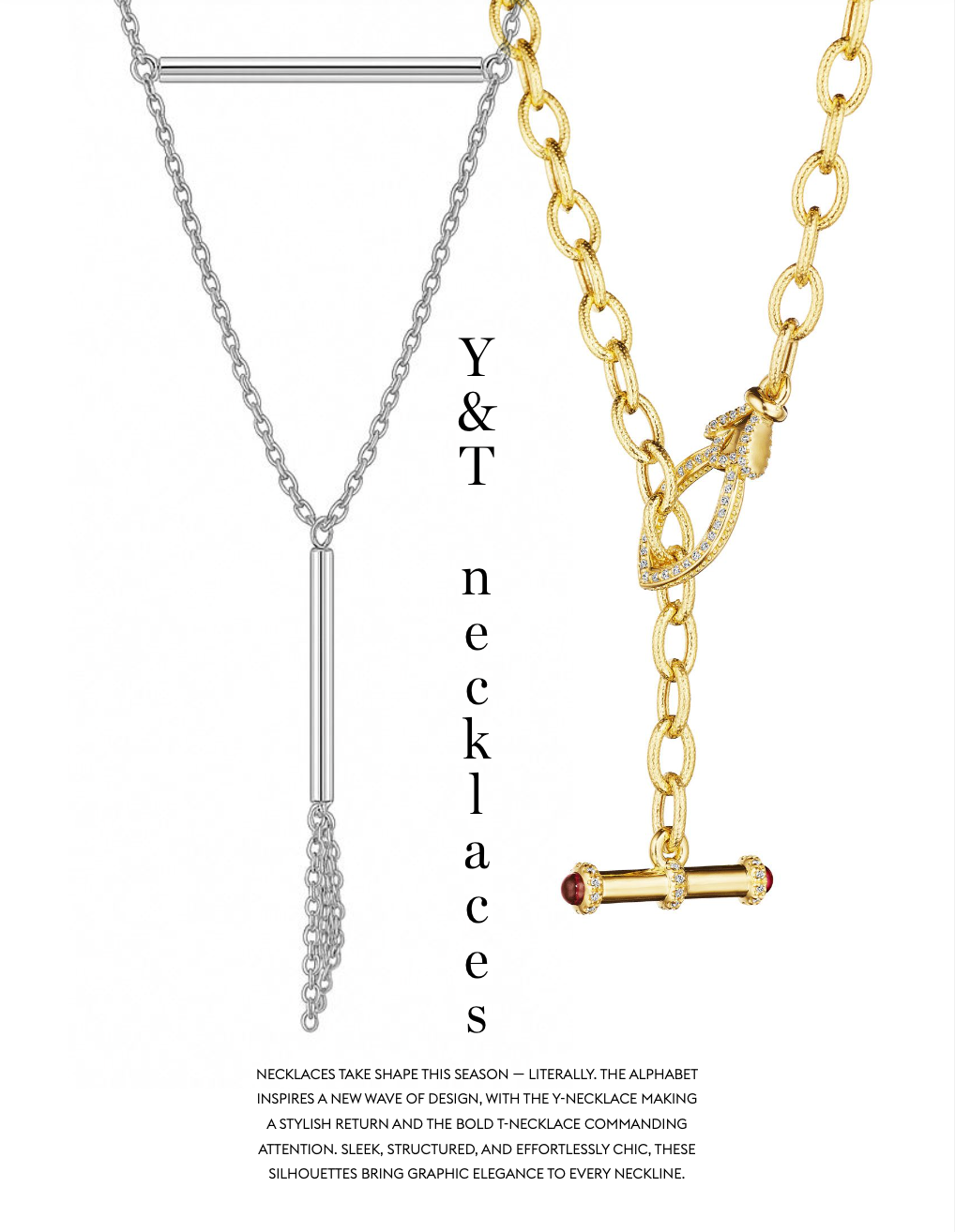 All Y & T necklace trends on a white background