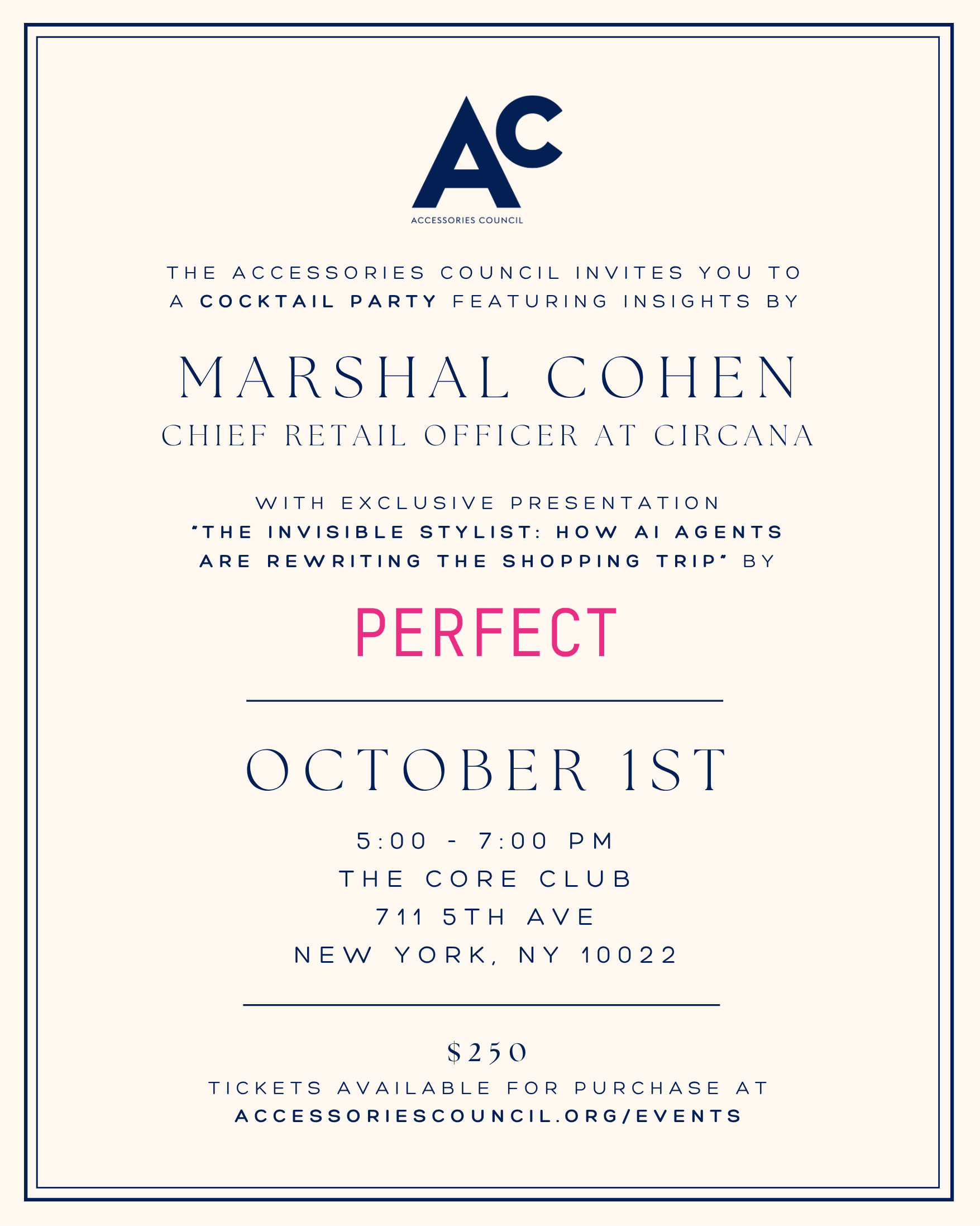 Cocktail Party at the Core Club with Marshal Cohen Invitation