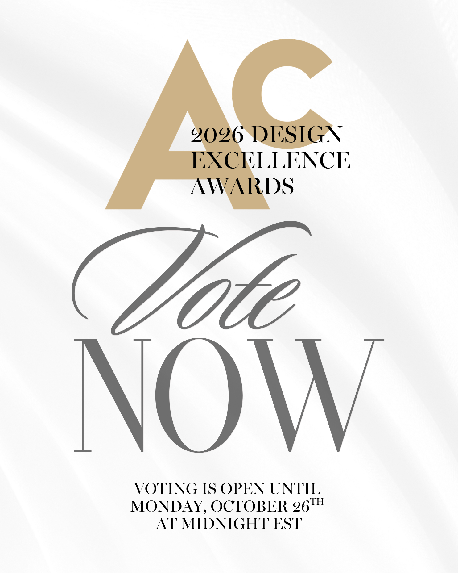 Vote Now" Graphic for the 2026 Design Excellence Awards
