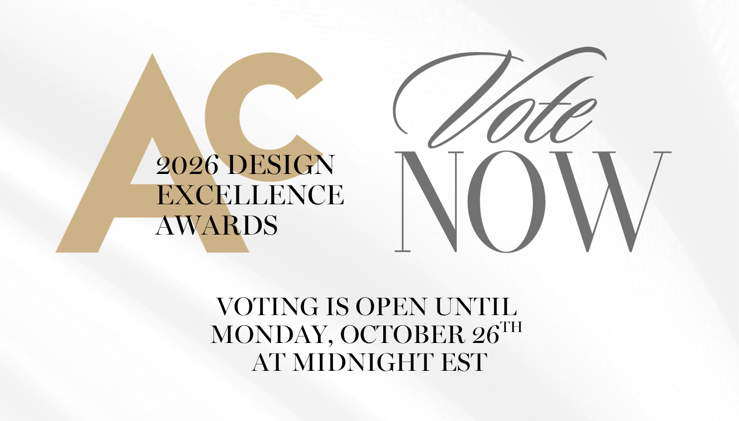Vote Now" Graphic for the 2026 Design Excellence Awards