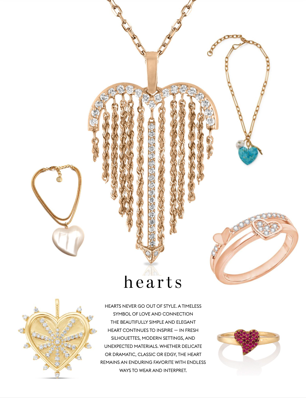 All heart jewelry trends on a white background