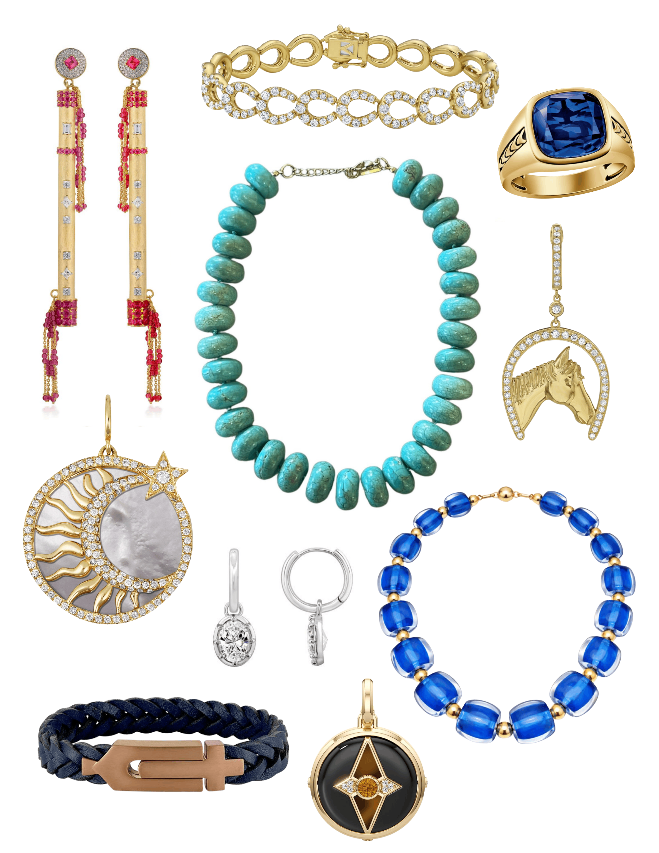 Jewelry trends on a white background