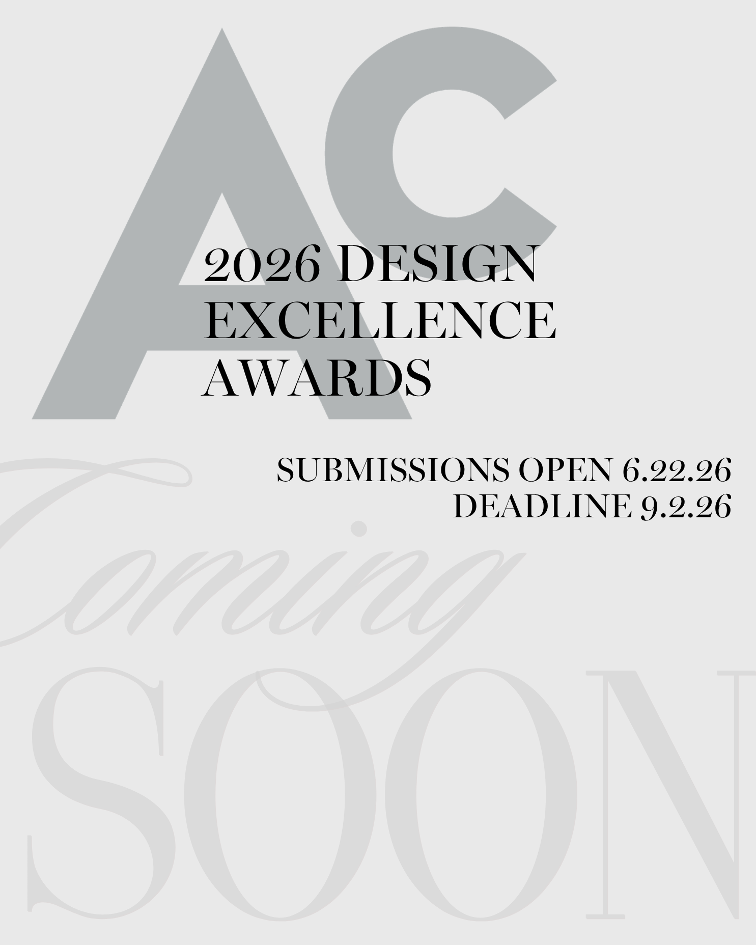 2026 Design Excellence Awards Submissions Open Soon