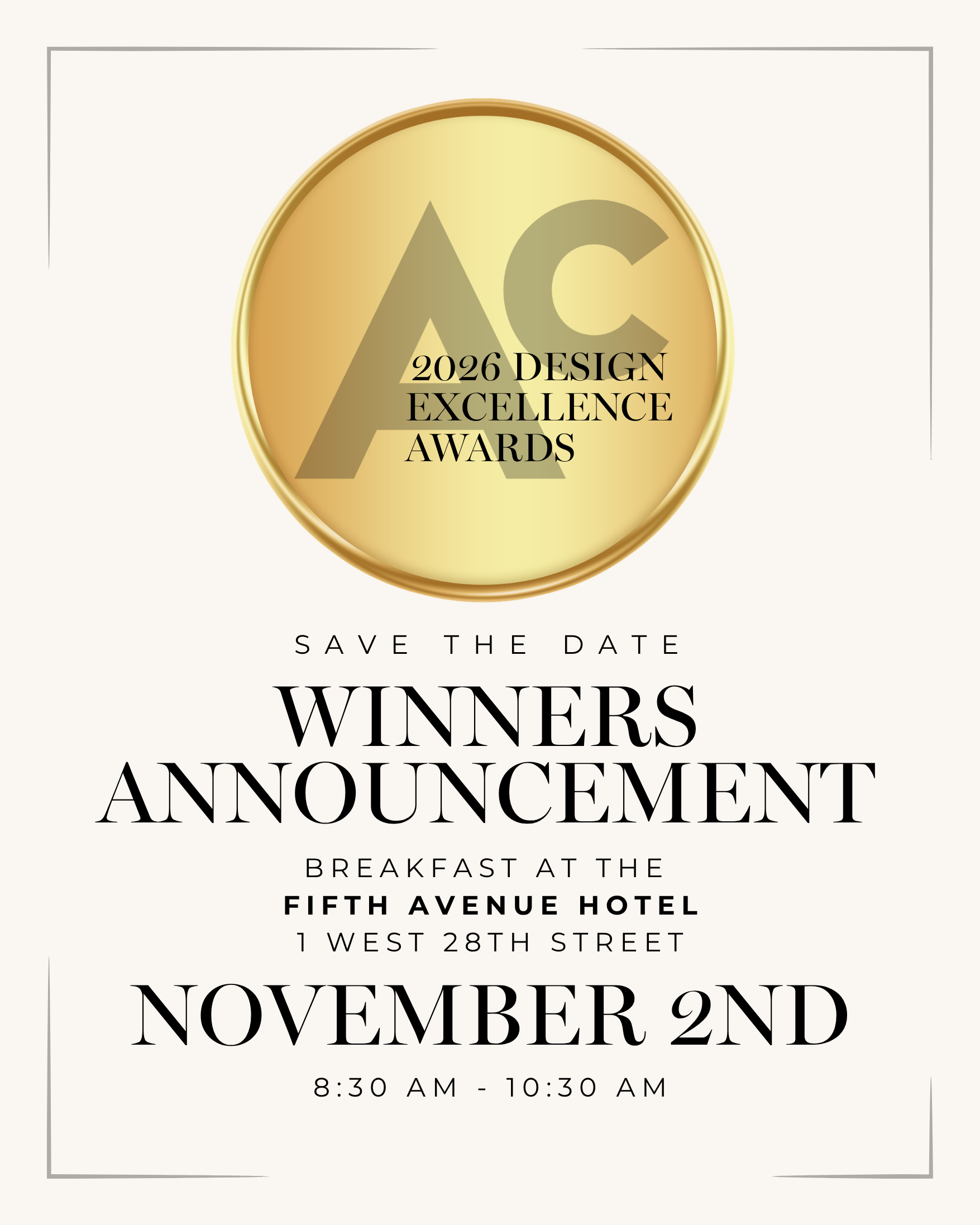 2026 Design Excellence Awards Winners Announcement Save the Date