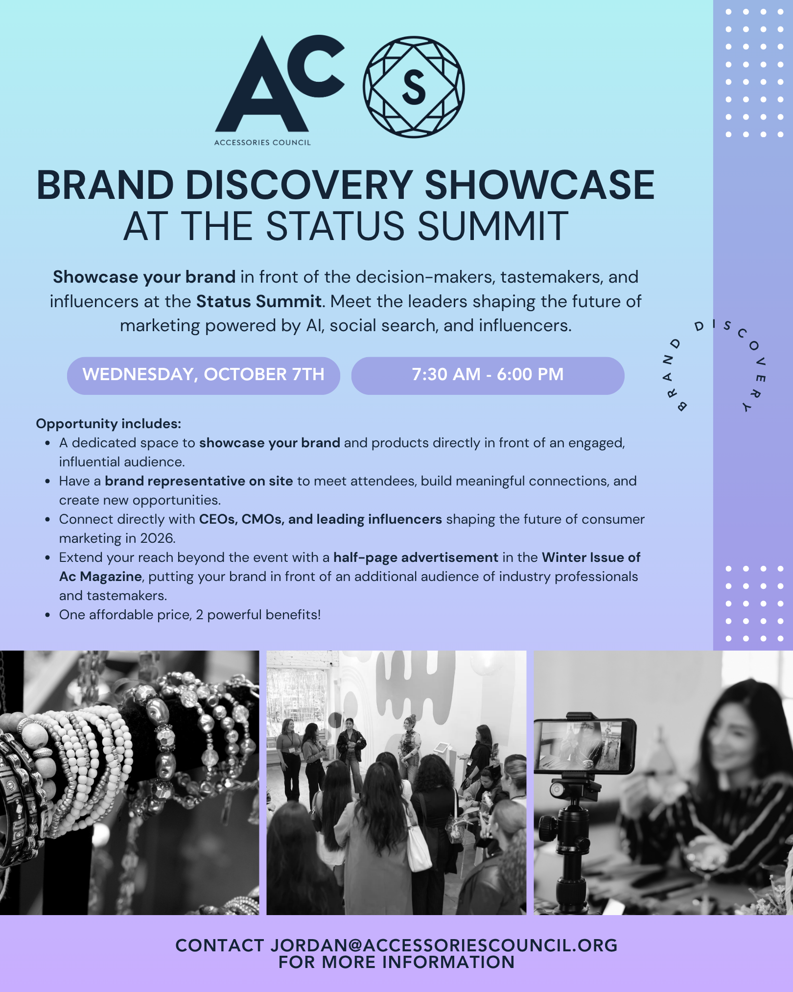 Brand Discovery Showcase at the Status Summit Flyer