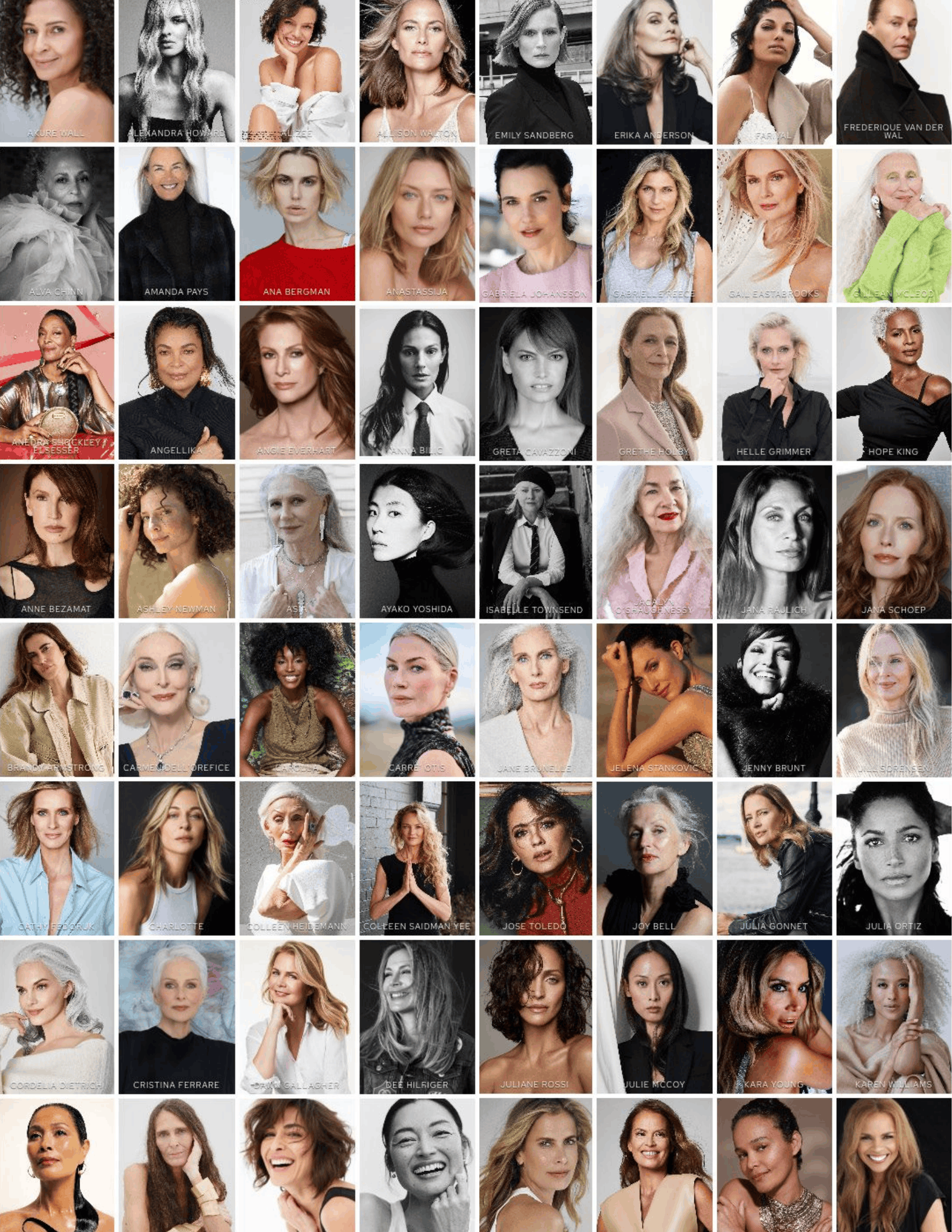 Collage of headshots featuring all models signed with Iconic Focus Model Agency