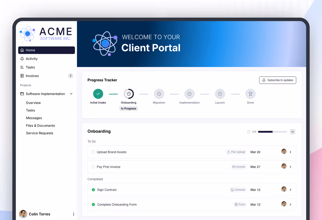 Onboarding status dashboard