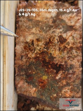 Tocvan Core Drilling Returns 1.0 g/t Gold Over 66 meters from Surface Includes High-Grade 15.2 g/t Gold Over 1.2 meters and 5.8 g/t Gold Over 3 meters