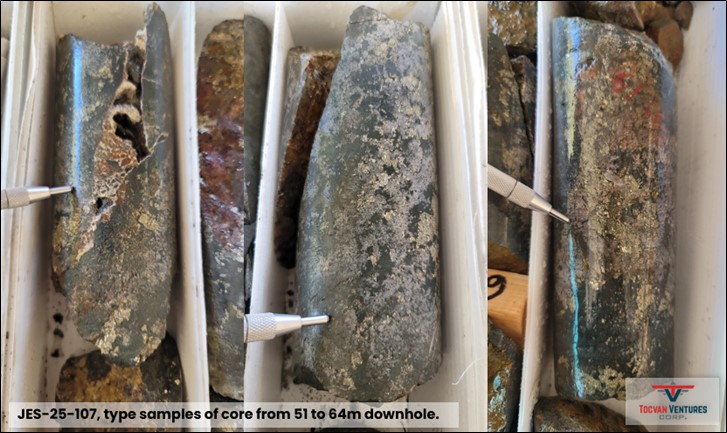Tocvan Core Drilling Discovers Highest Gold-Grade Interval Ever Outside of the Main Zone, 300 meters East  Returns 21.6 g/t Gold and 209 g/t Ag Over 3.0 meters within 64.9 meters of 1.2 g/t Gold