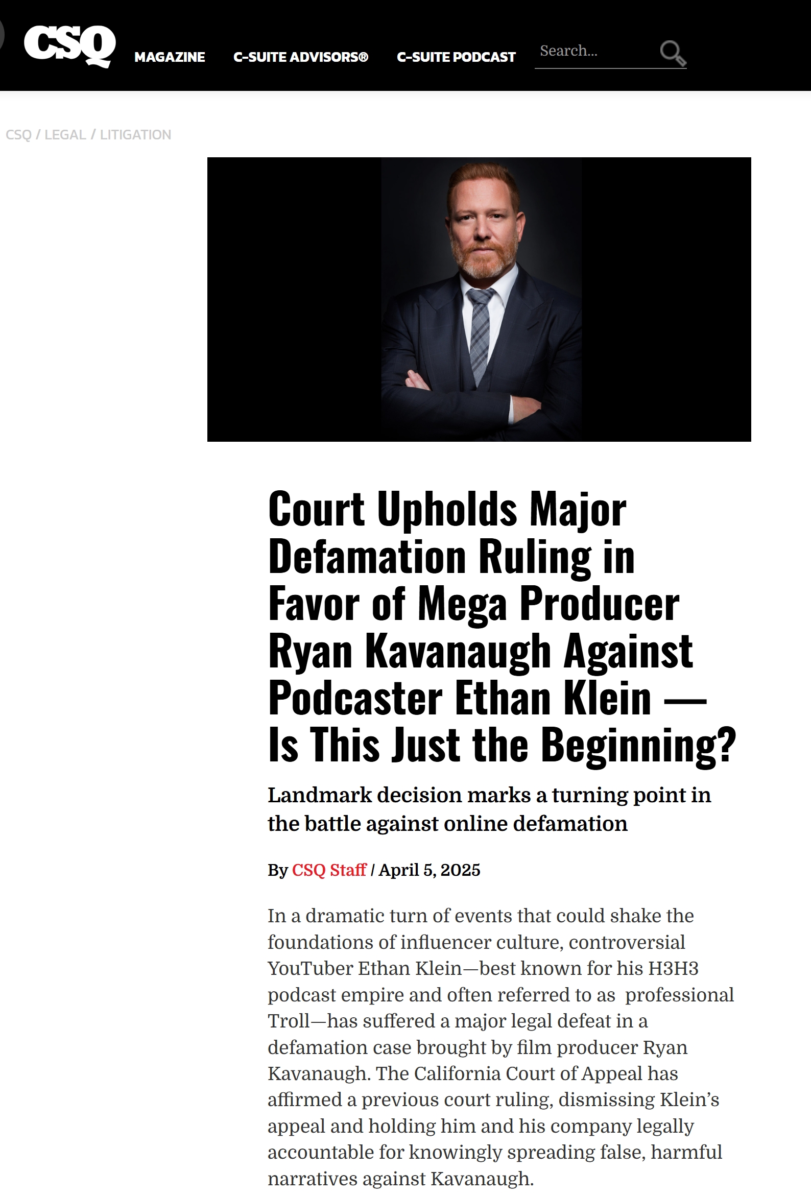 Ryan Kavanaugh Defeats Ethan Klein