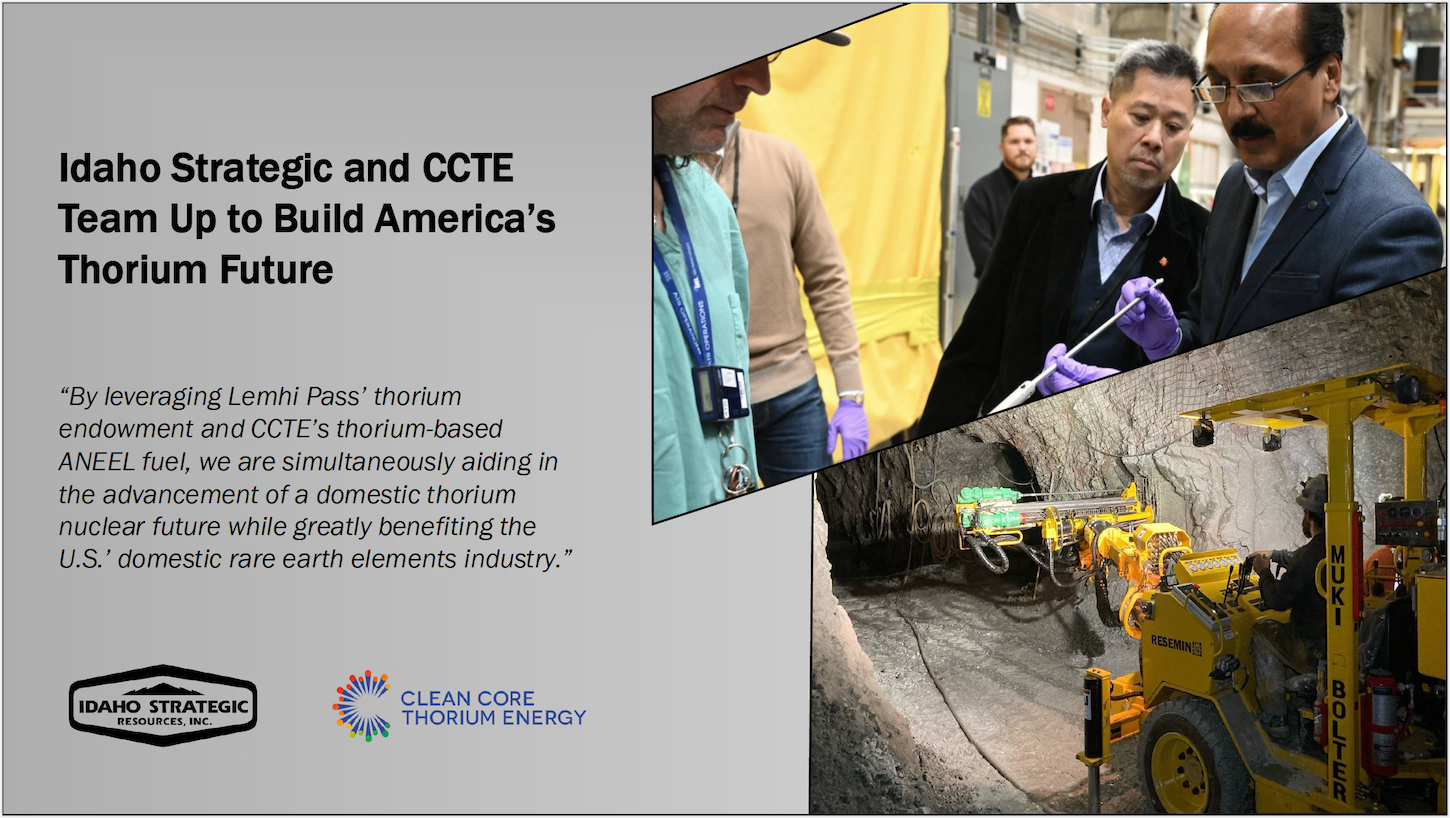 Idaho Strategic and CCTE Team Up to Build America's Thorium Future
