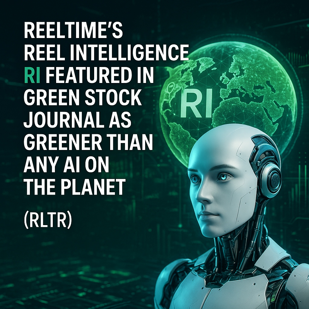 ReelTime's Reel Intelligence RI Featured in Green Stock Journal as Greener than any AI on the Planet
