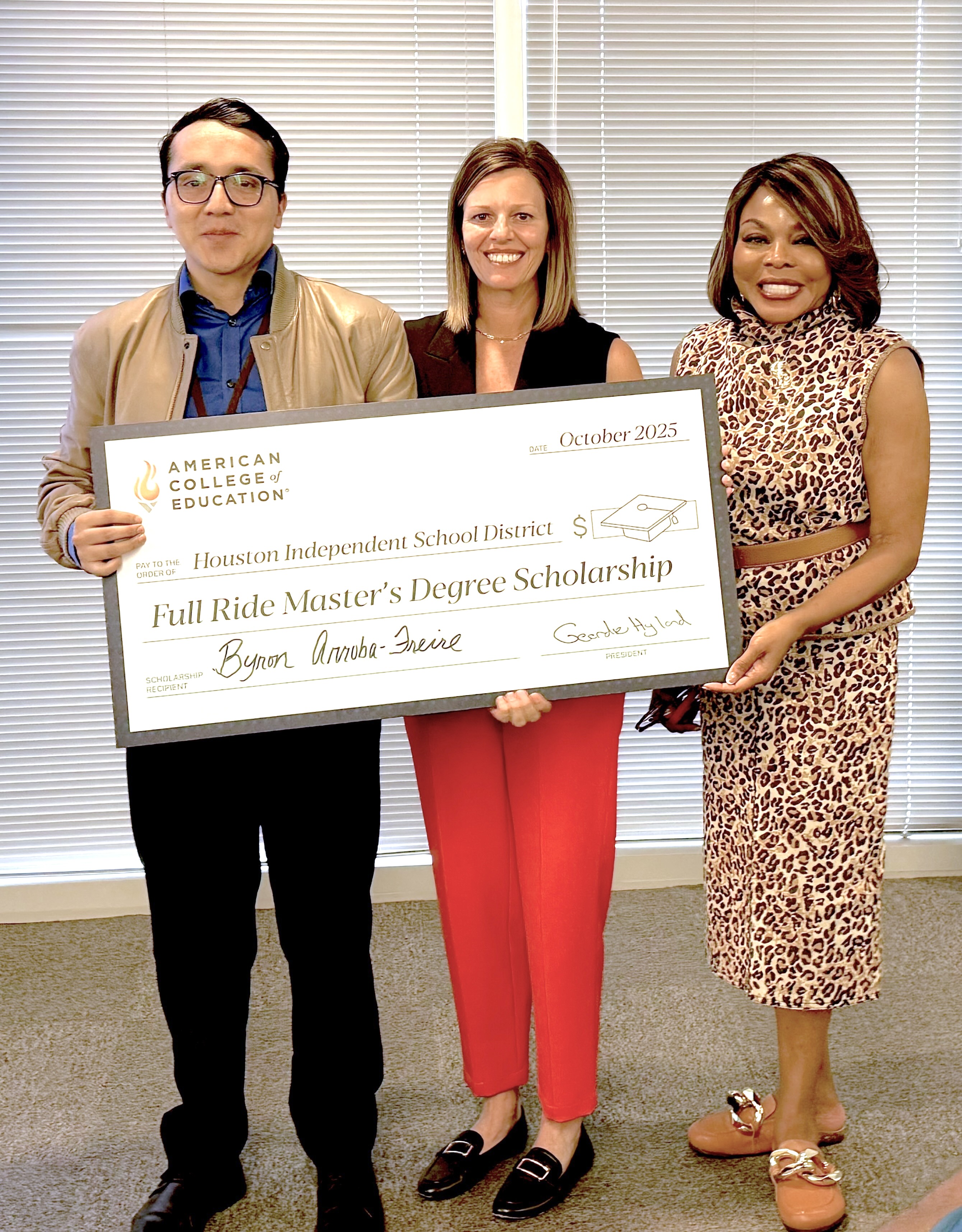American College of Education Awards Full Master's Degree Scholarship to Houston ISD Teacher of the Year 